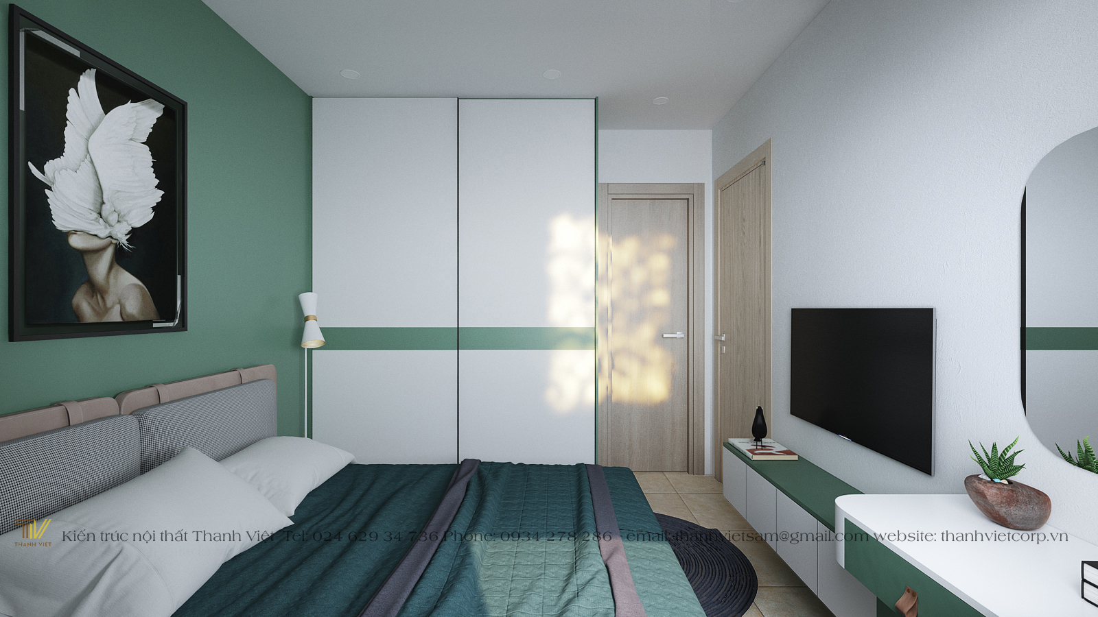 Phòng ngủ gọn gàng tiện nghi