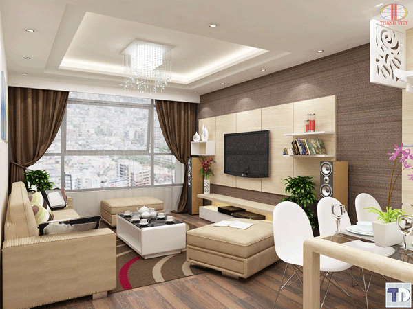 Cách thiết kế phòng khách đẹp cho nội thất chung cư 45m2