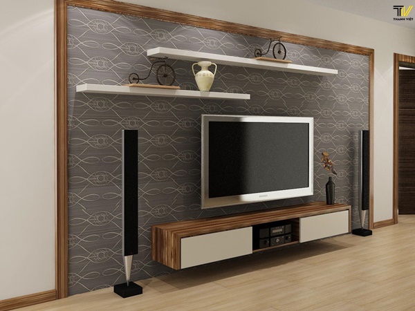 Thiết kế kệ tivi phòng khách cho chung cư đơn giản