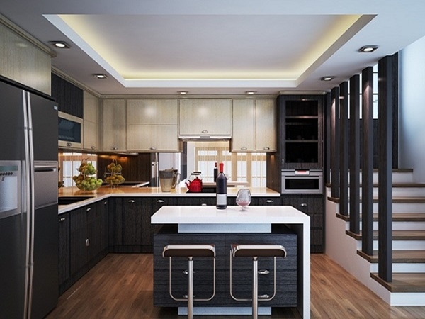 Thiết kế nội thất phòng bếp mở rộng không gian hơn