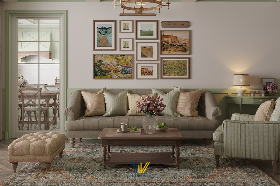 Phòng khách thi công Thanh Viet