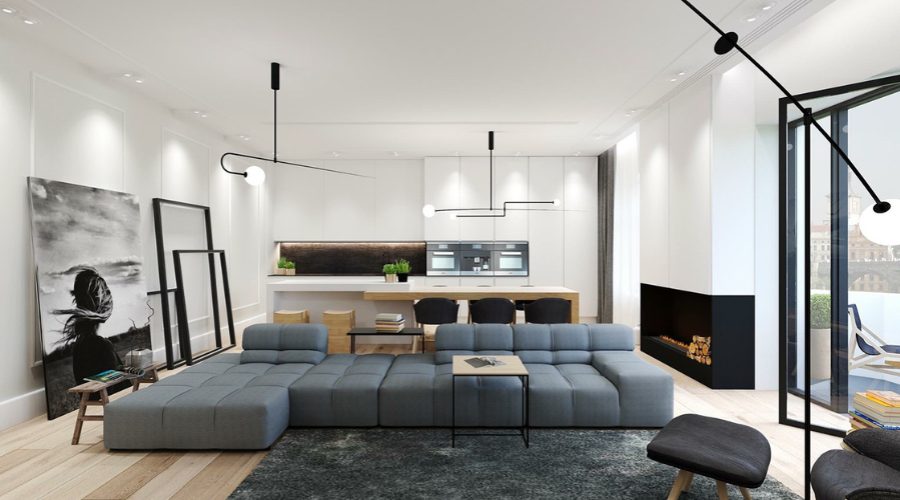 phòng khách tối giản hiện đại