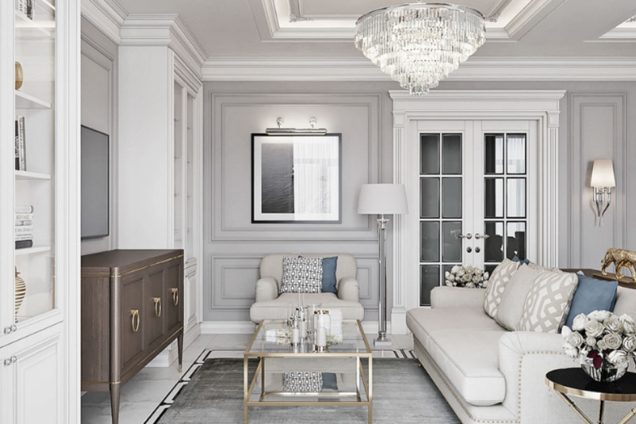 phòng khách tân cổ điển sang trọng