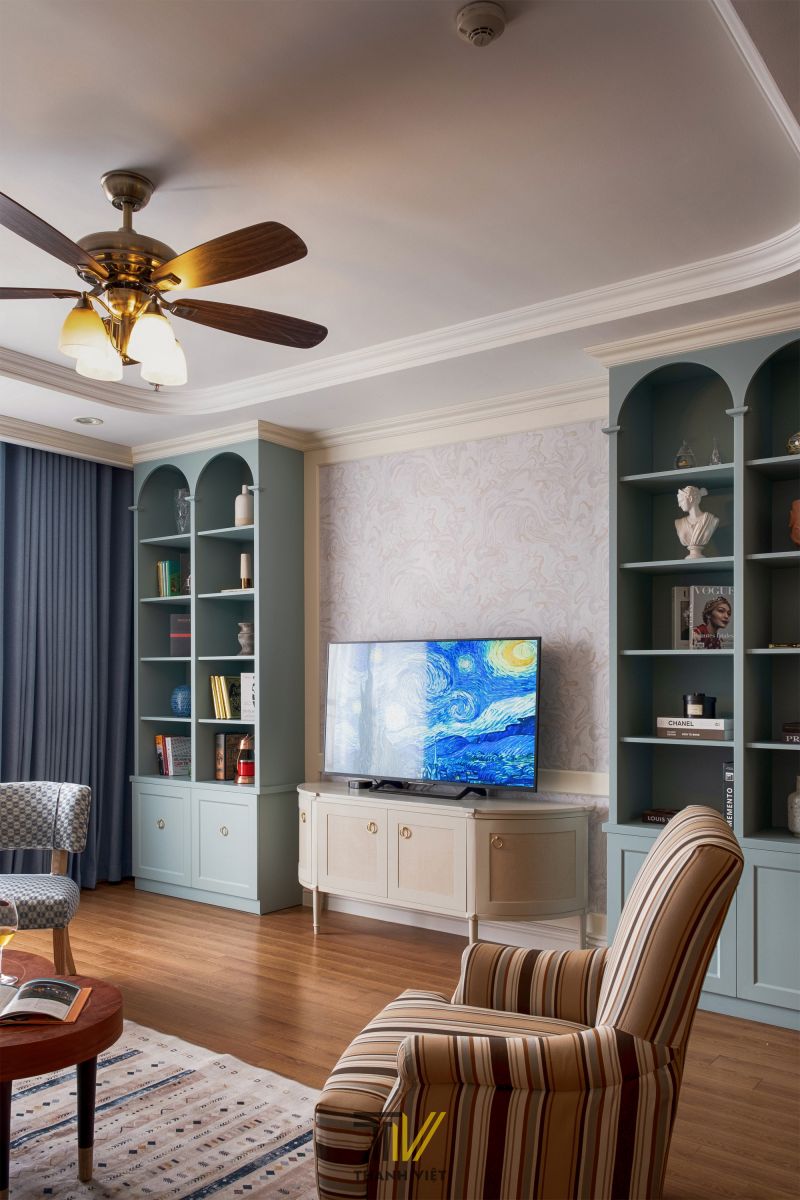 Kệ sách màu xanh pastel đẹp