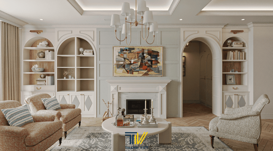 Nội thất phòng khách phong cách Farmhouse