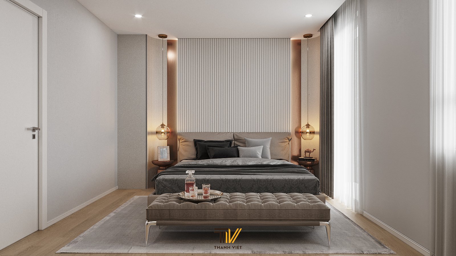 Phòng ngủ hiện đại rộng rãi thoải mái.Phong cách hiện đại trong thiết kế nội thất không chỉ đơn giản là xu