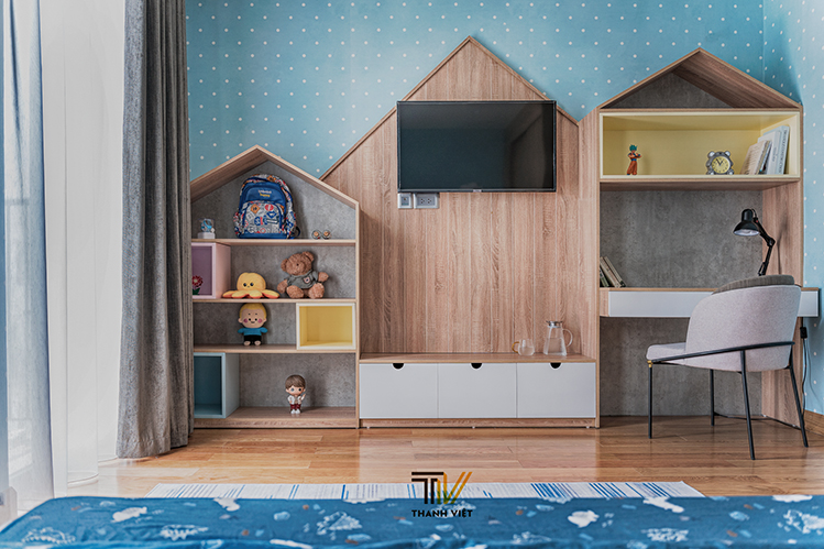 Kệ sách hình nhà cho bé