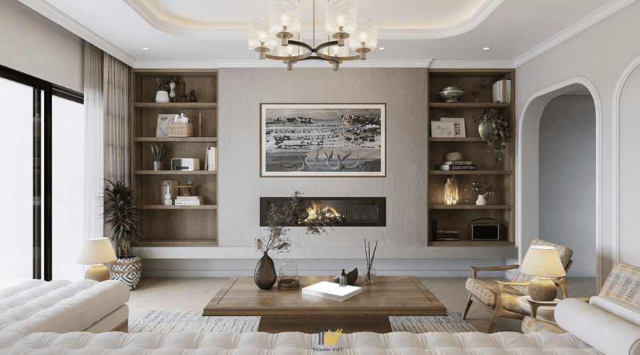 Thiết kế phòng khách phong cách Farmhouse