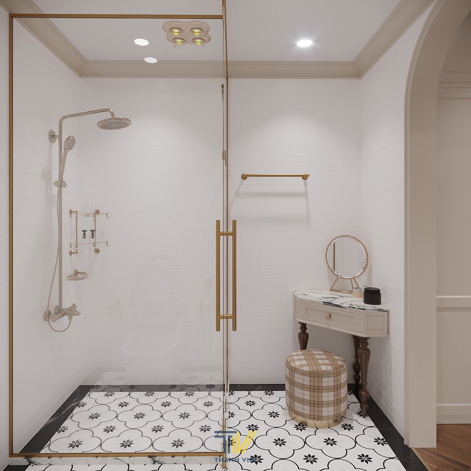 Khu vực tắm đứng rộng