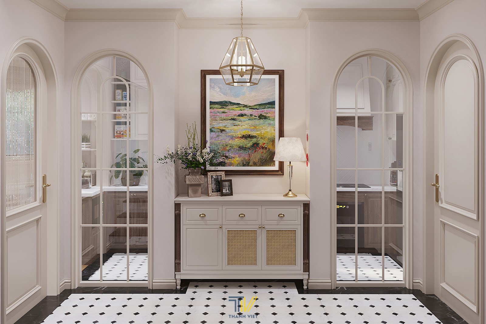 Lối vào căn hộ phong cách Âu Mỹ