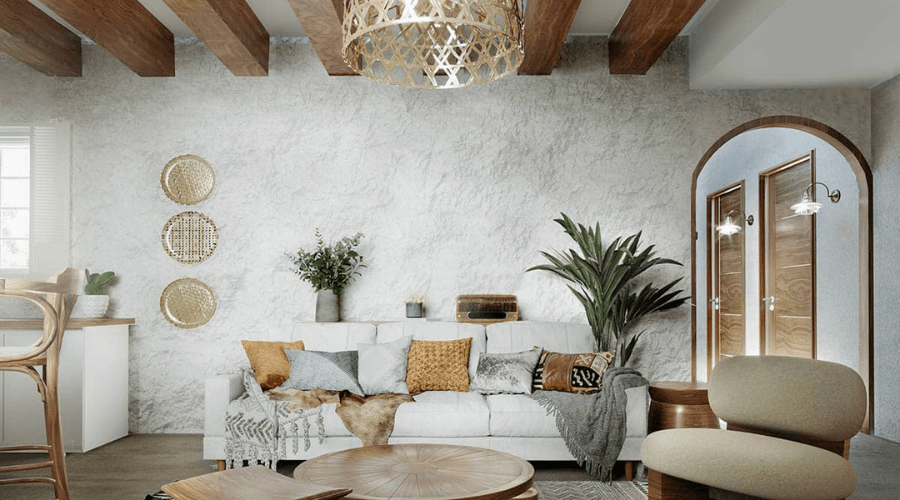 Phòng khách Rustic mộc mạc