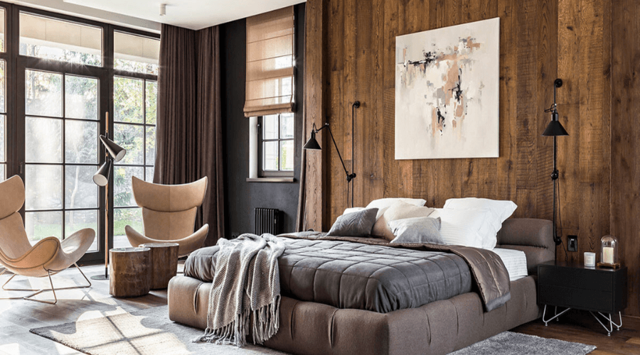 Phòng ngủ Rustic hiện đại ấm áp