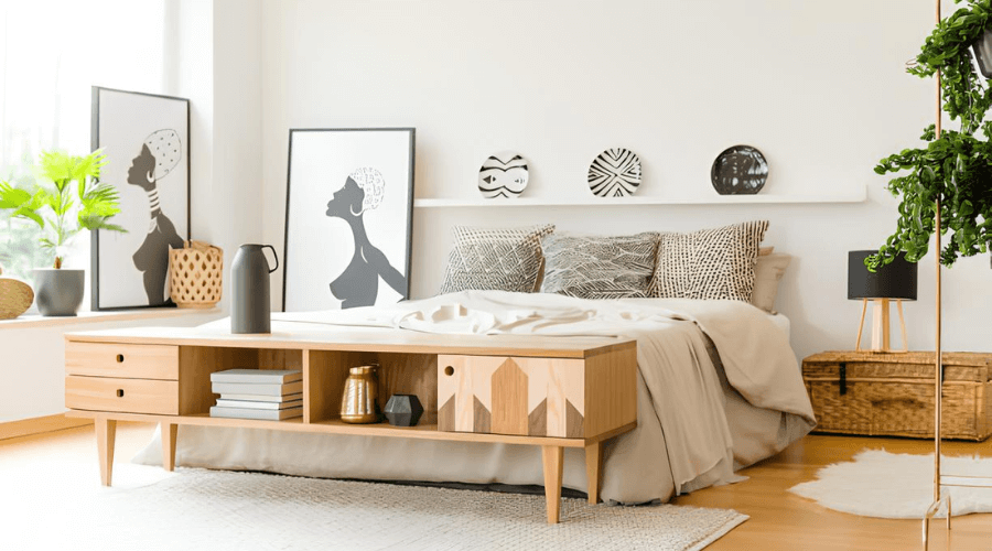 phòng ngủ Rustic sáng thoáng