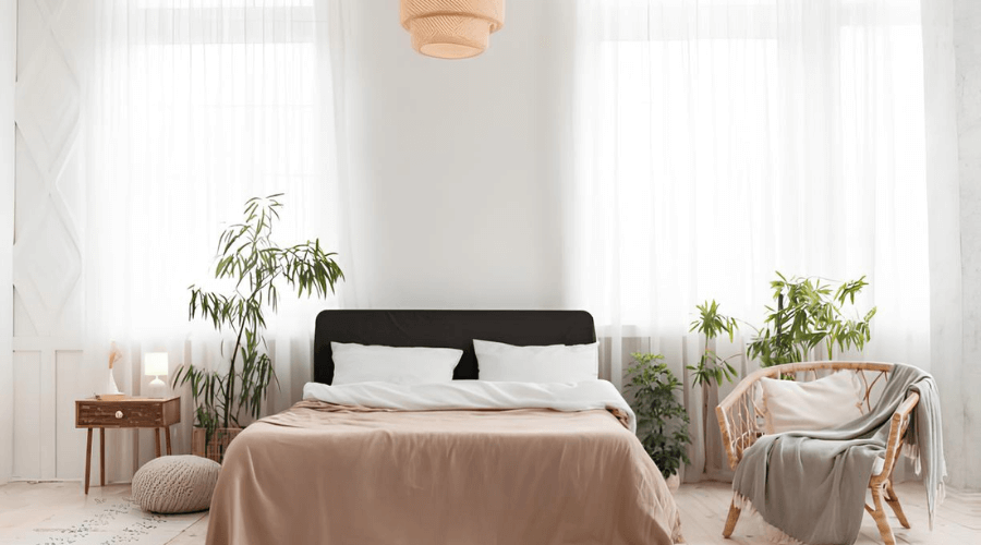 Phòng ngủ Rustic sáng tự nhiên