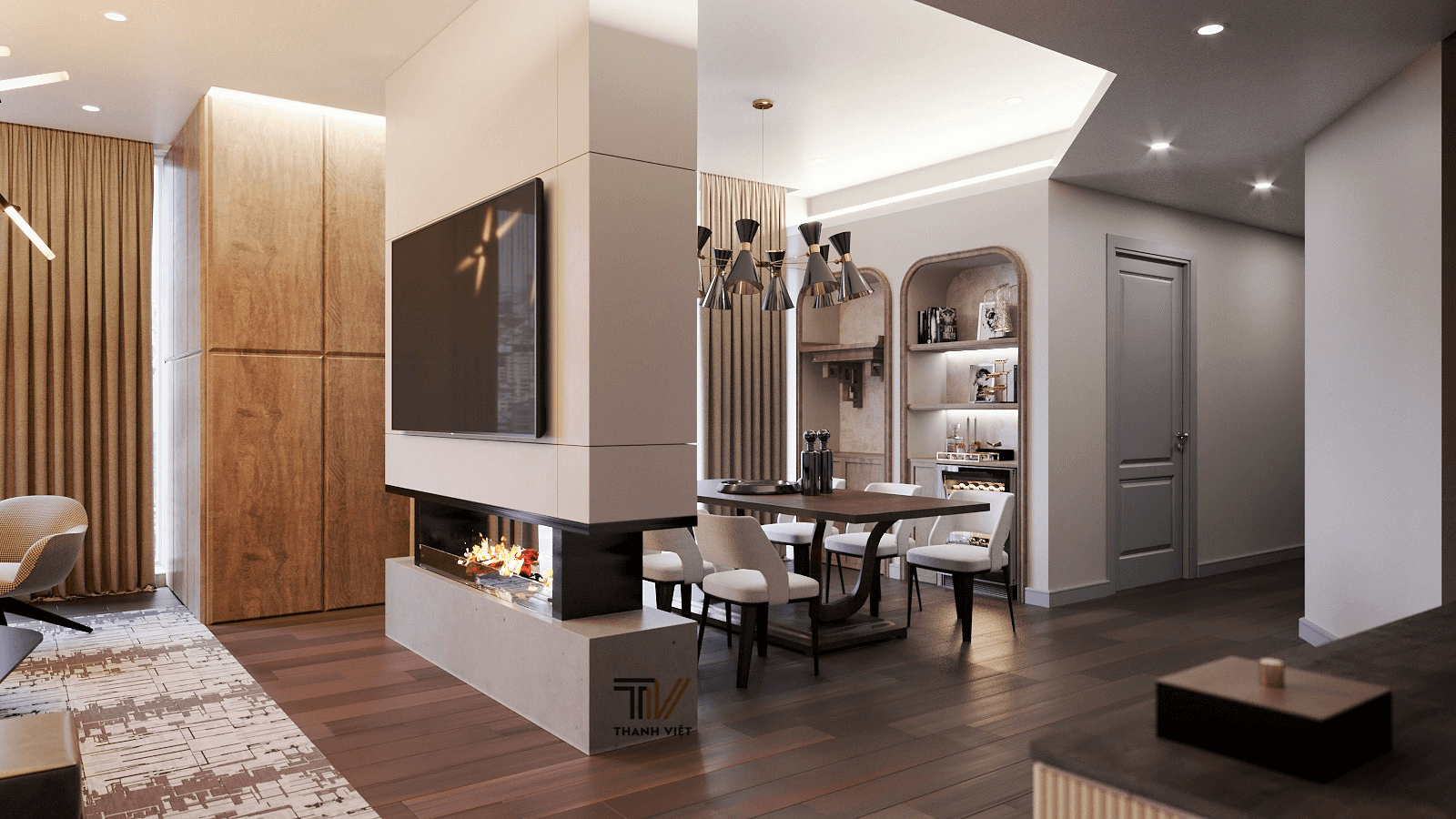 Vách ngăn lò sưởi độc đáo 