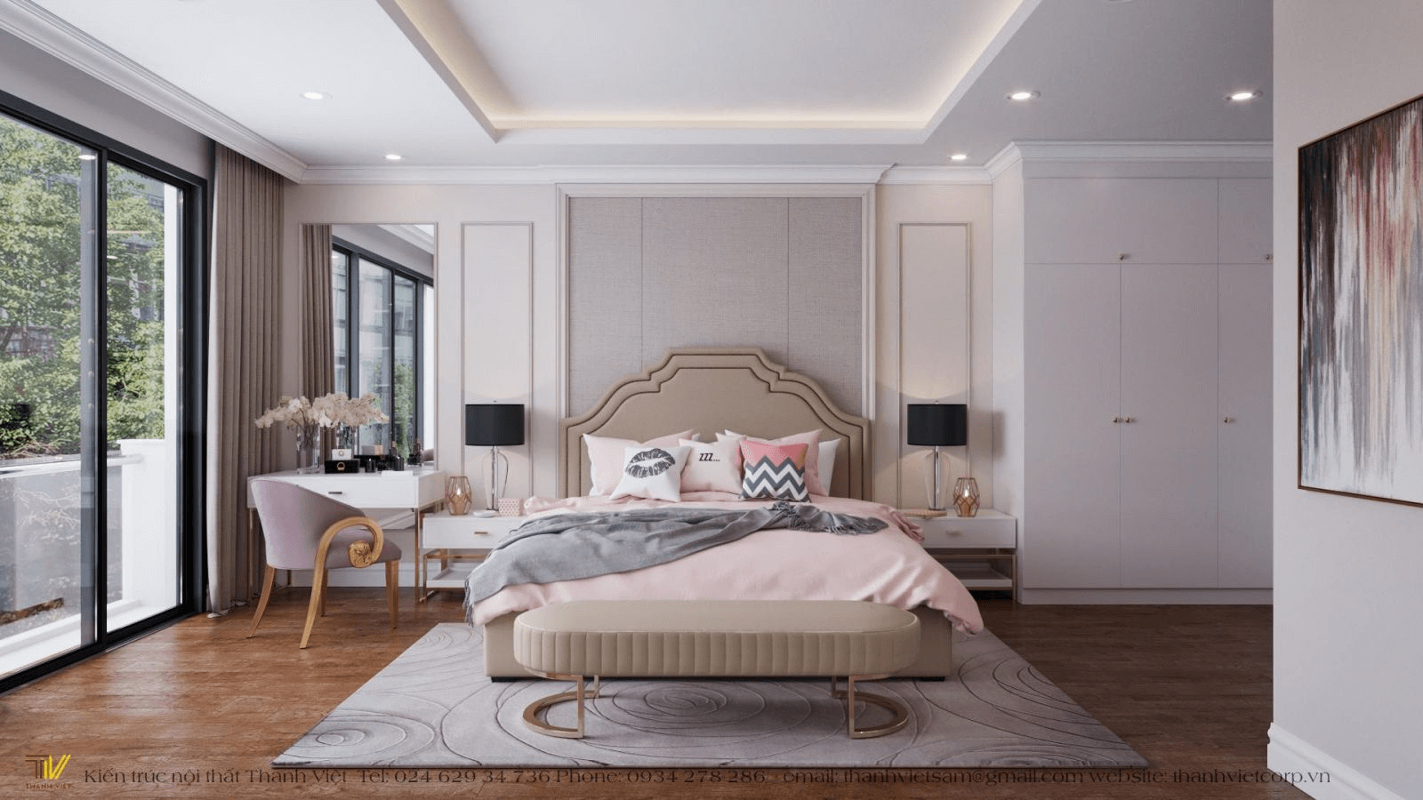 Phòng ngủ thiết kế Tân Cổ Điển 