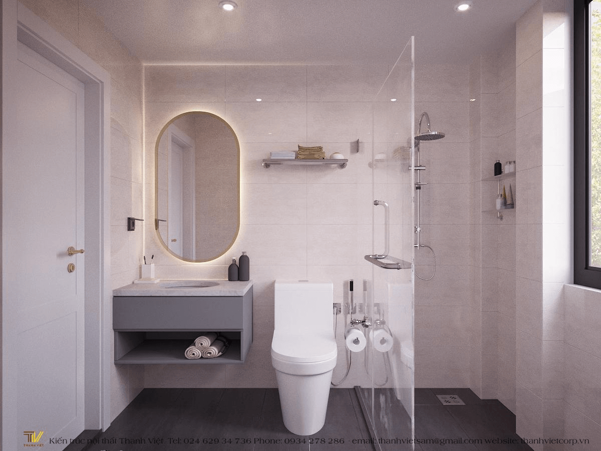 Thiết kế phòng vệ sinh sáng 