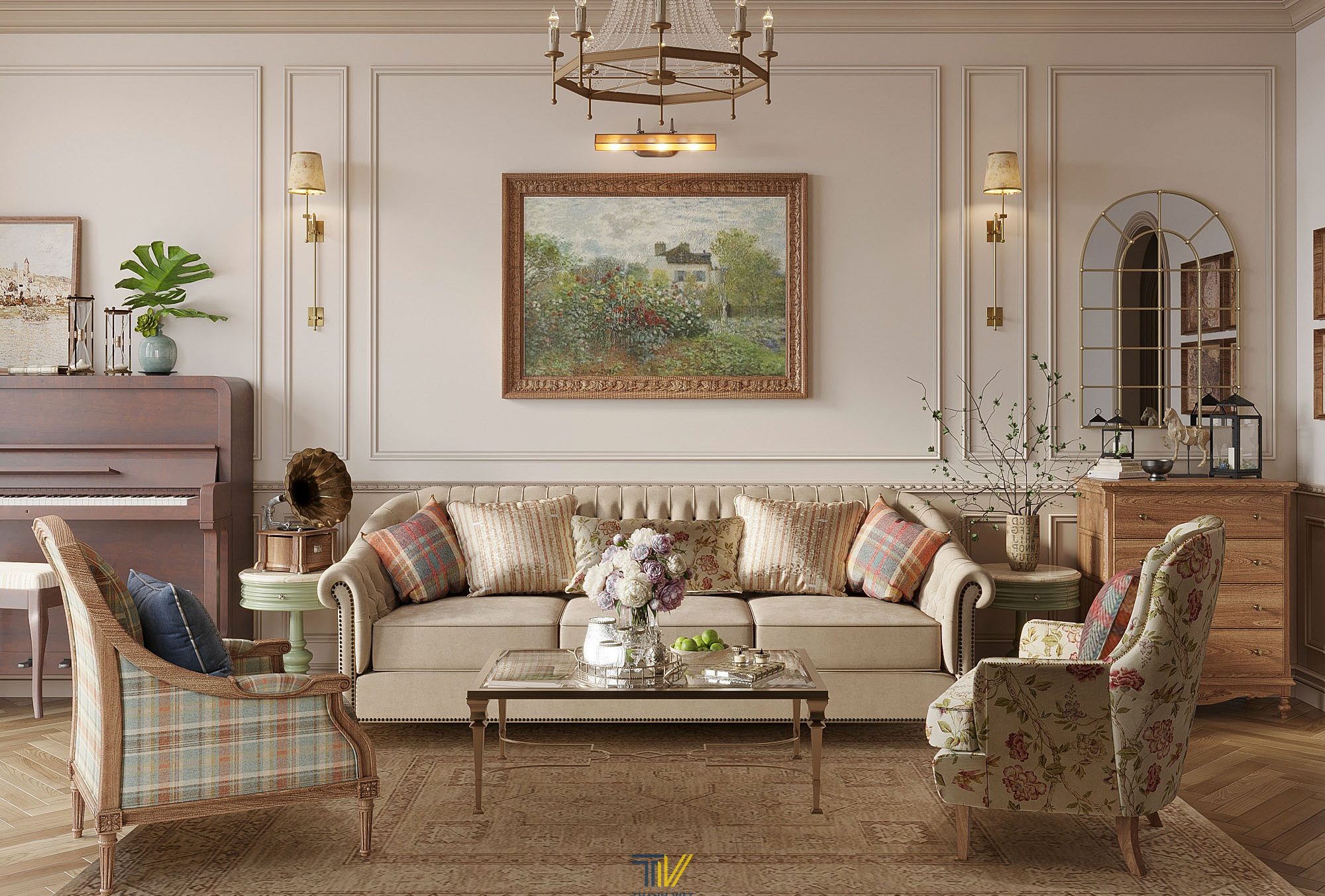 Thiết kế nội thất biệt thự tứ lập Cerise Villa phong cách Đồng quê Anh Quốc