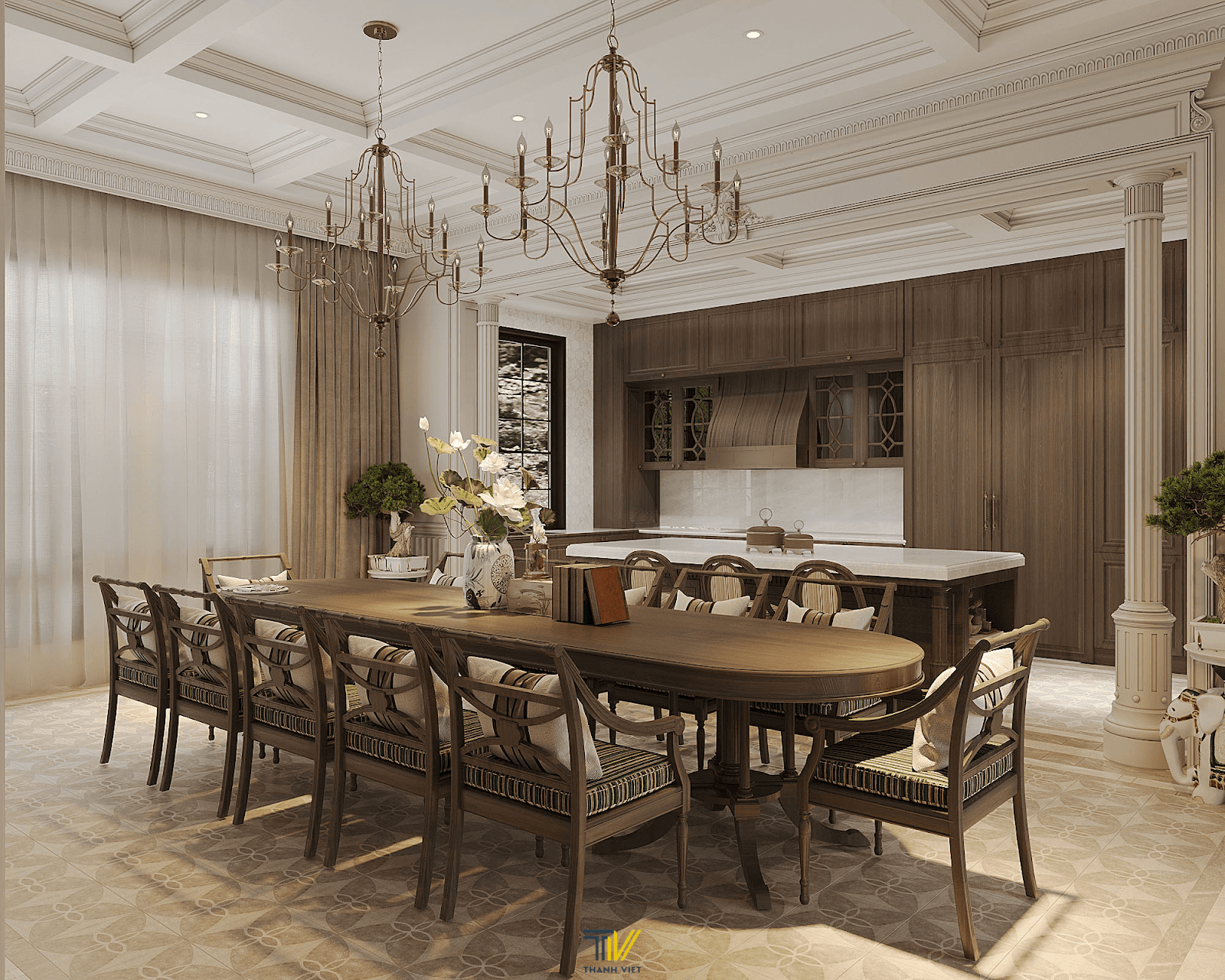 Bếp ăn sang trọng tiện nghi