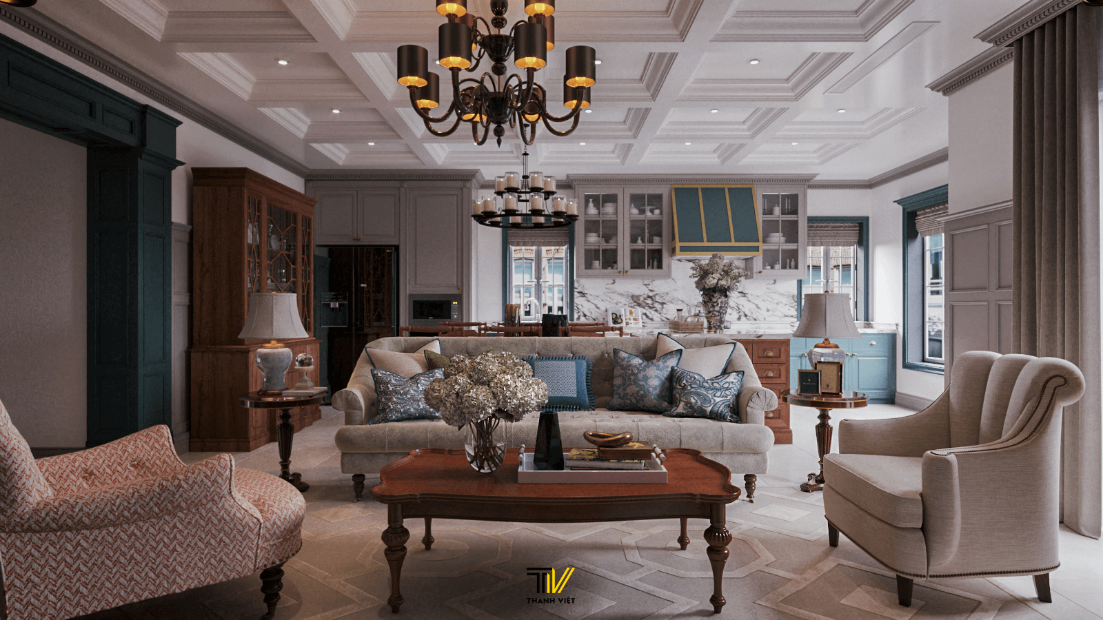 Phòng khách Châu Âu ấm cúng