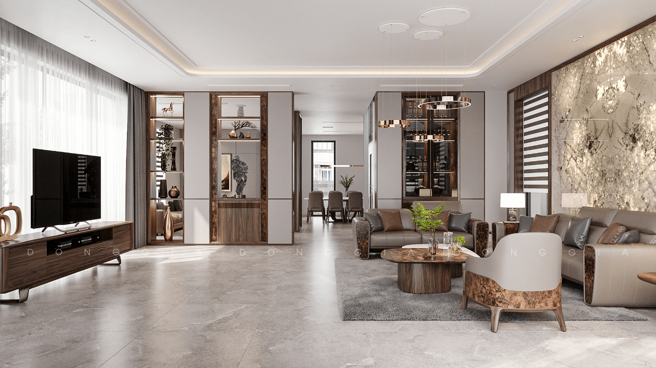 Phòng khách biệt thự hiện đại