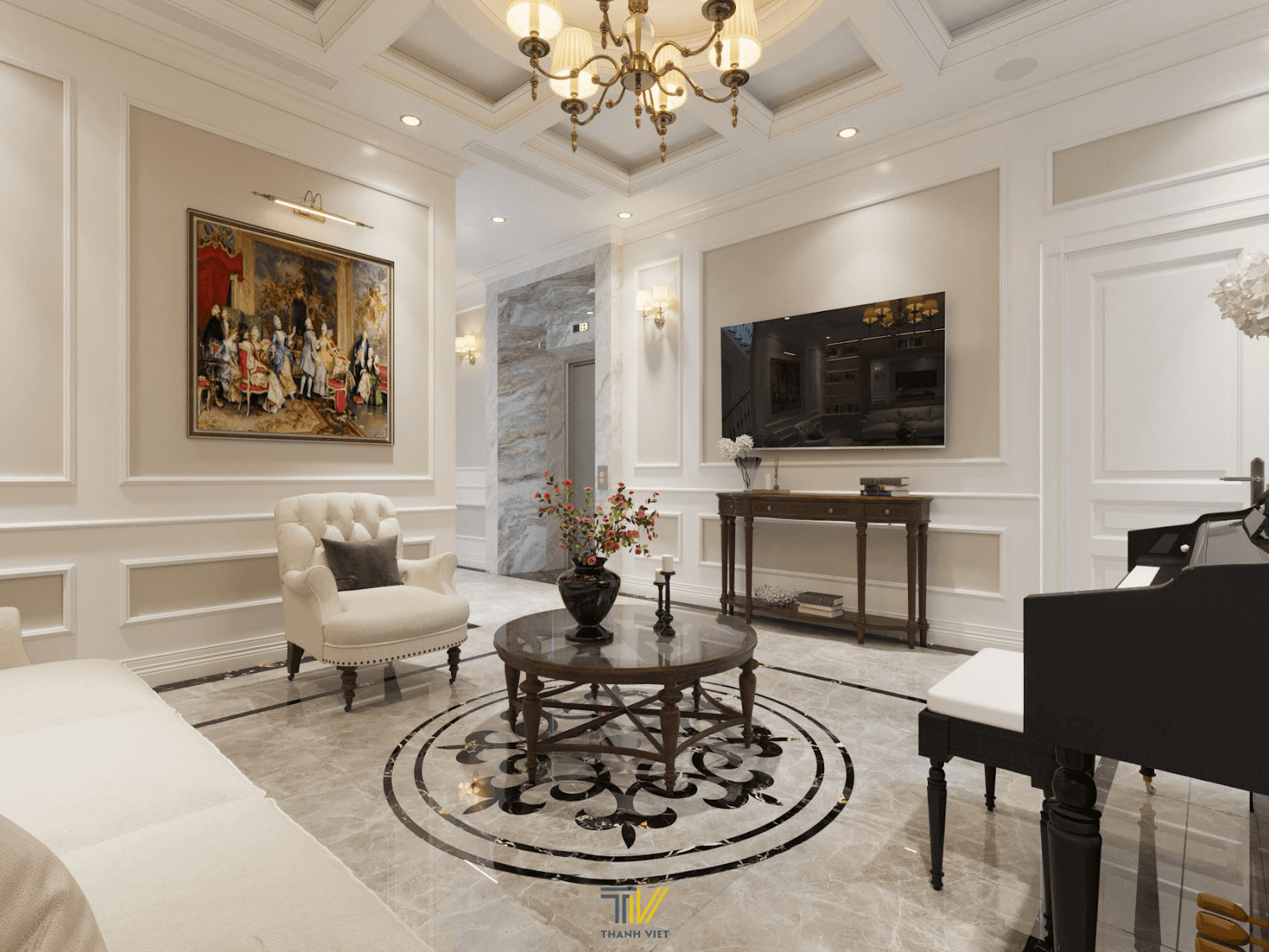 Phối màu nội thất biệt thự 