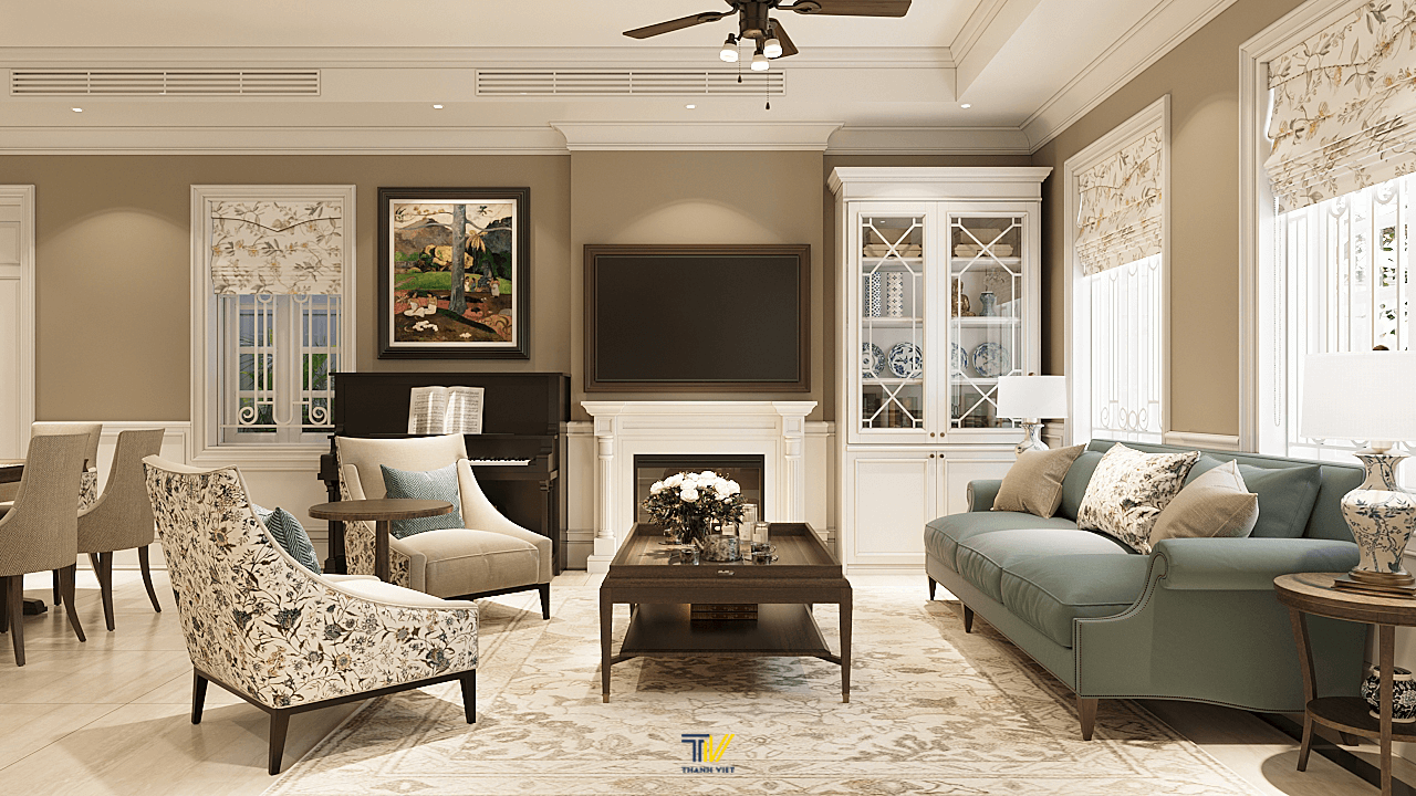Phòng khách thiết kế sang trọng 