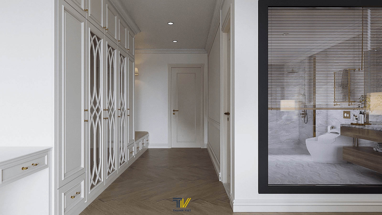 Hành lang tủ gương sang trọng 