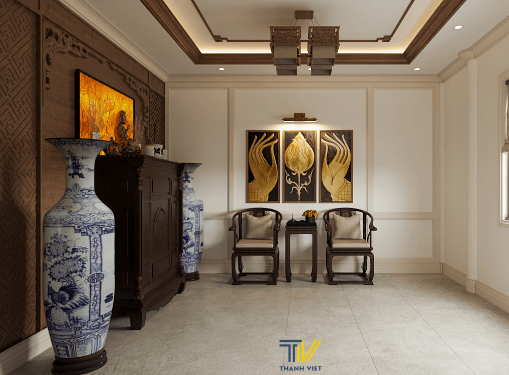 Phòng thờ thiết kế trang nghiêm 