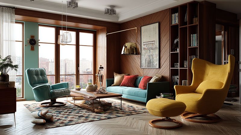 Gối, thảm, rèm Retro dùng chất liệu tự nhiên và họa tiết hoài cổ để tạo điểm nhấn ấm cúng, sinh động.