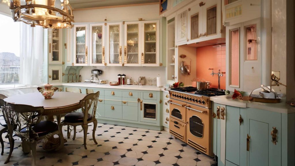 Phòng bếp Vintage với chất liệu mộc mạc, tự nhiên
